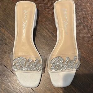 Betsey Johnson White Bridal Slide Sandals